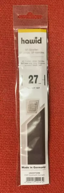 HAWID STAMP MOUNTS 27mm BLACK Pack of 25 Strips 217mm x 27mm - 317 187 - 1027