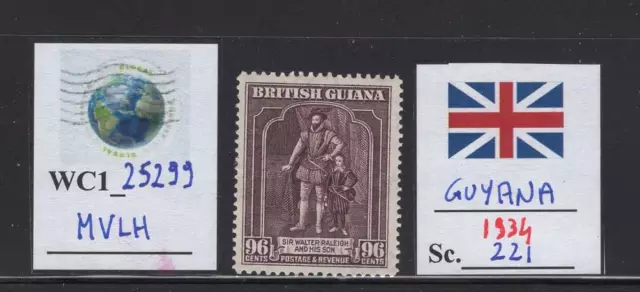 WC1_25299.BRITISH COL.:GUYANA. Valuable 1934 96c stamp. Sc.221. MVLH