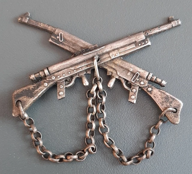 Insigne Mitrailleur CHAUCHAT 1915 - Brevet Tireur - Original WW1 - Argent