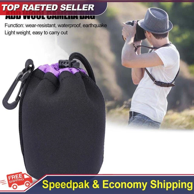 Neoprene Camera Lens Pouch Drawstring Waterproof Shockproof Soft Bag (M)