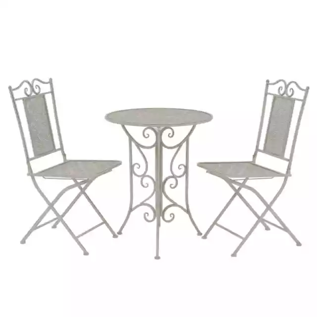 Jeu de Bistro  3 pcs Ensemble de Mobilier de Jardin Acier Gris/Blanc