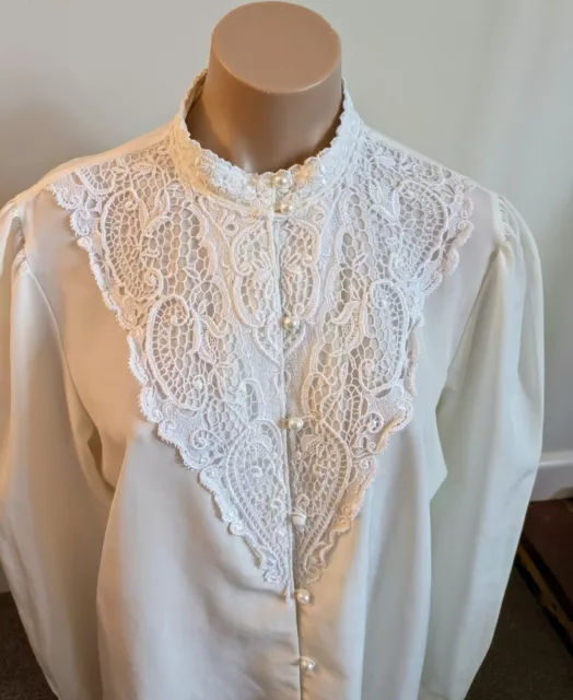 Vintage Target Size 14 ivory womens blouse Top Edwardian style ~ cottagecore