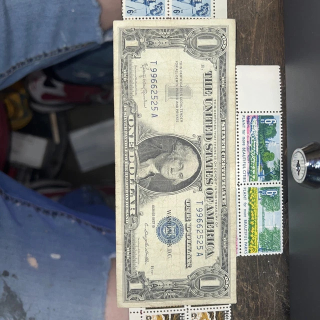 1957 B, U.S.  One Dollar Silver Certificate Note, Average Circulated - $1 Bill