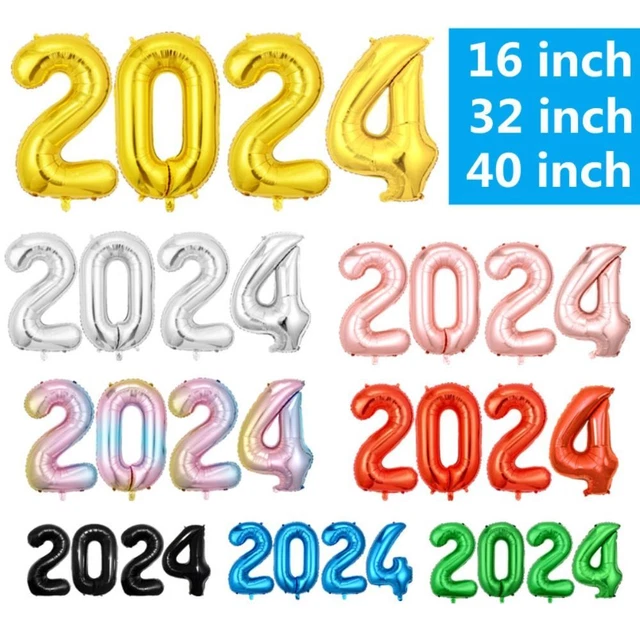LONG LASTING NEW Year 2024 Balloons 2024 Aluminum Film Balloons Party
