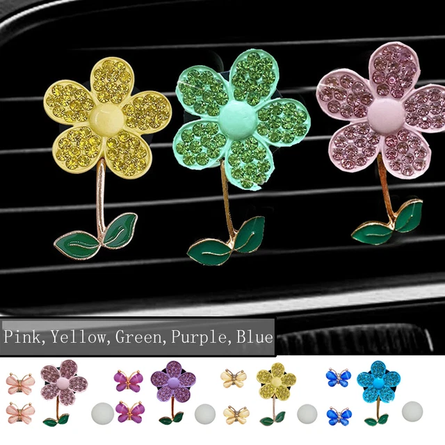 Deodorante per auto fiore cristallo farfalla auto profumo decorazione clip rinfrescante aria