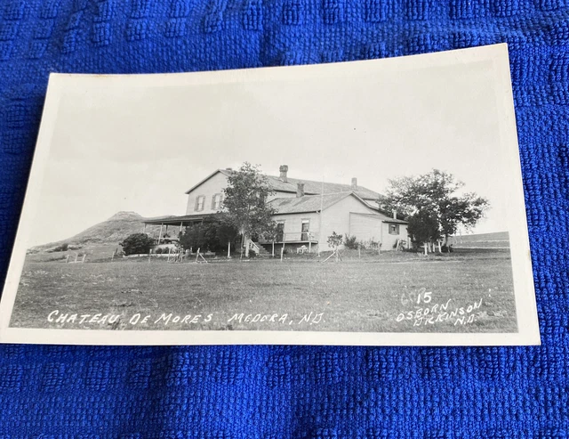 VTG North Dakota Medora 1940s Chateau De Mores RPPC Photo Postcard
