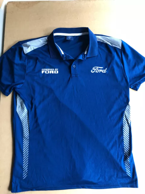 Ford Powered Stitched Ford logo Official Blue Casual Short Sleeved Shirt Size XL