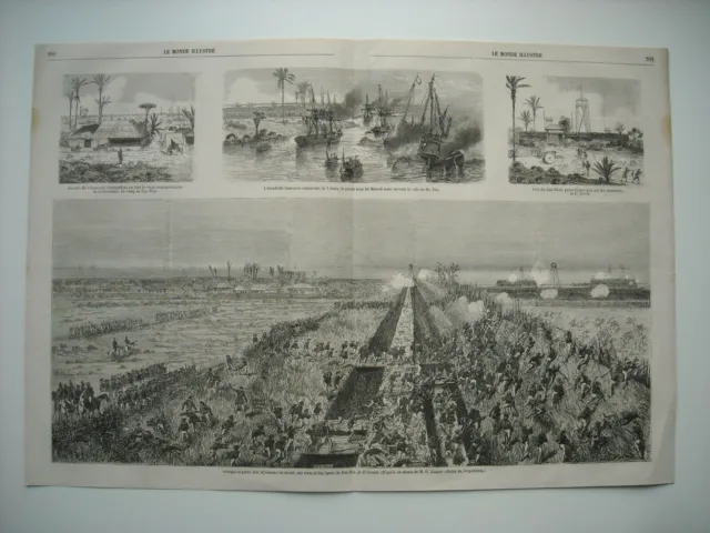 Gravure 1861. Chine. Attaque Et Prise Des Forts Et Lignes De Kin-Hoa. Tay-Thaï.