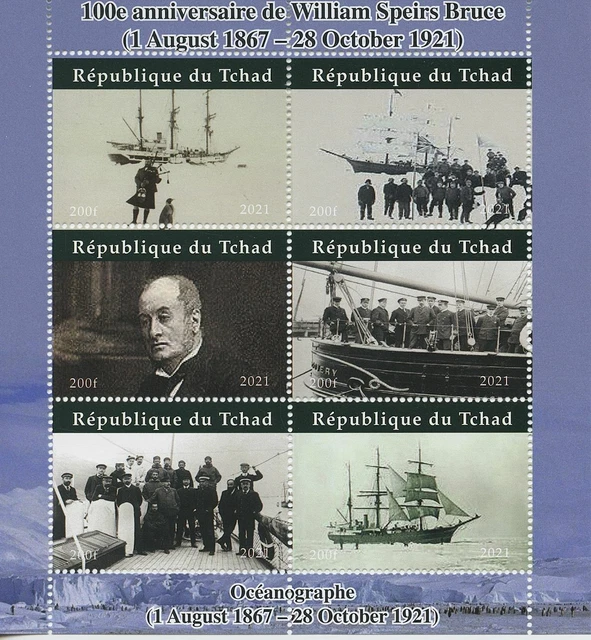 Chad 2021 MNH Ships Stamps William Speirs Bruce Exploration Antarctica 6v M/S