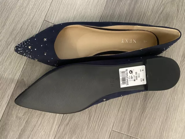 Brand New With Tags Womens Navy Sparkle Shoes By NEXT Size 6 UK 39 EU