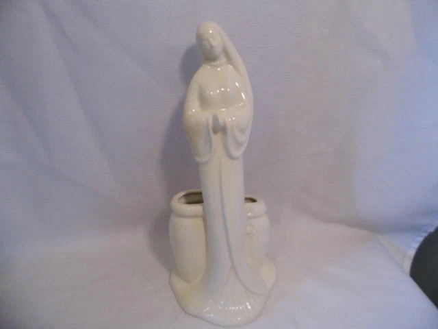 vintage MADONNA religious mother Figurine ceramic pottery flower VASE planter