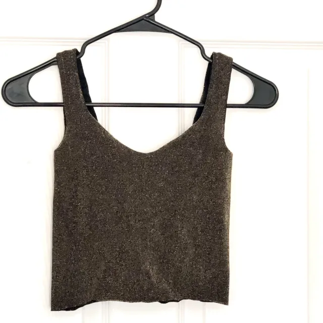 INTIMATELY FREE PEOPLE Cropped Tank Top Womens Size XS/S  Stretch  Dark Green