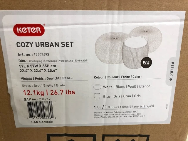 Keter urban knit pouf ottoman set of 2 with storage table clearance