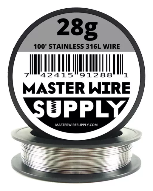 MWS - Stainless Steel 316L - 100 ft - 28 Gauge - Round Wire
