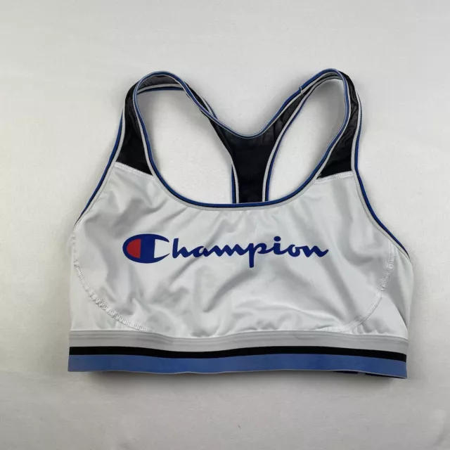 Champion Sports Bra Womens Extra Large White Logo Compression Moderate Support