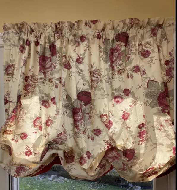 Waverly Garden Room Norfolk Rose Floral Balloon Shade Curtain Panel 60"x58"