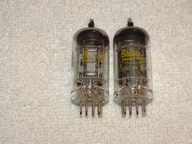 2 X 12au7 Raytheon-Baldwin Tubes Noir Plaques Très Fort 1959 #12