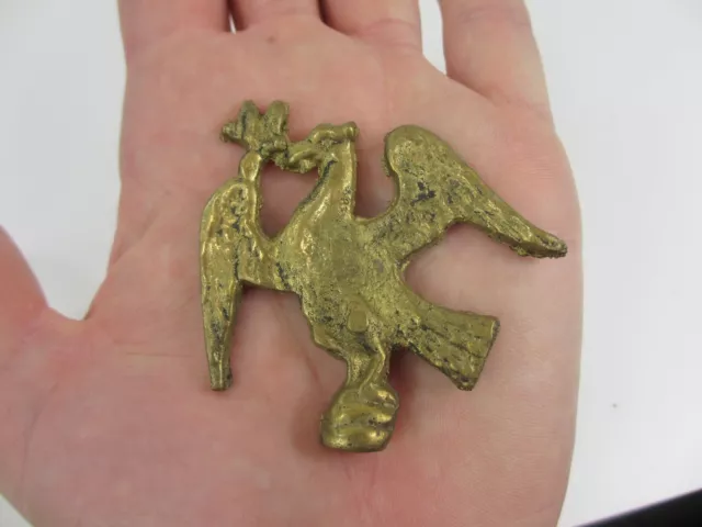Vintage Brass Finial Top Ormolu Antique Hardware Old Mount Winged Eagle Bird