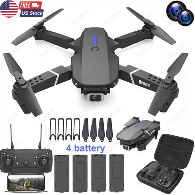 2023 New 4K HD Dual Camera RC Drone With WiFi FPV Foldable Quadcopter +4 Battery