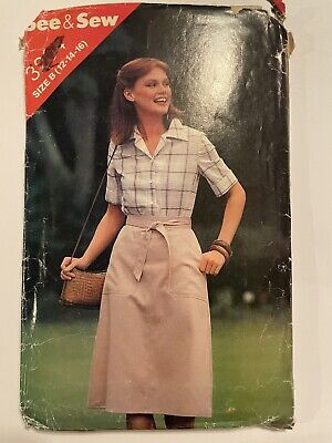 Vtg 3204 Butterick SEWING Pattern Misses Shirt Skirt See & Sew Vintage Casual