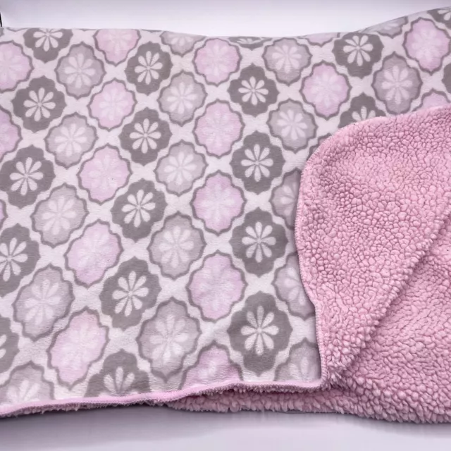 Babe Luxe Pink Circle Baby Blanket Sherpa Plush Gray Paisley Geometric 30x38