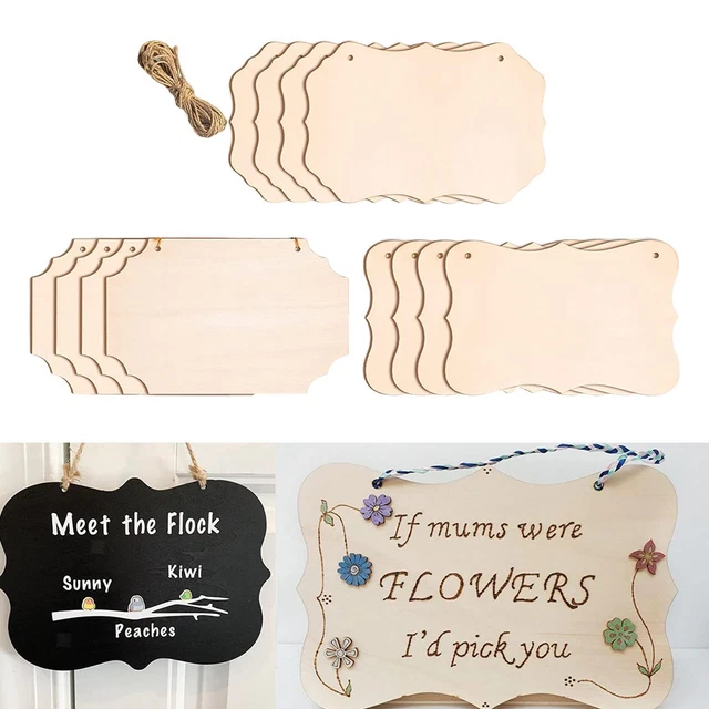 12 carteles vacíos inacabados para hacer uno mismo en madera, sencillos