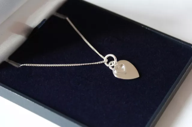 Ladies 925 Sterling Silver Double Heart Necklace Personalised Engraved, Gift Box