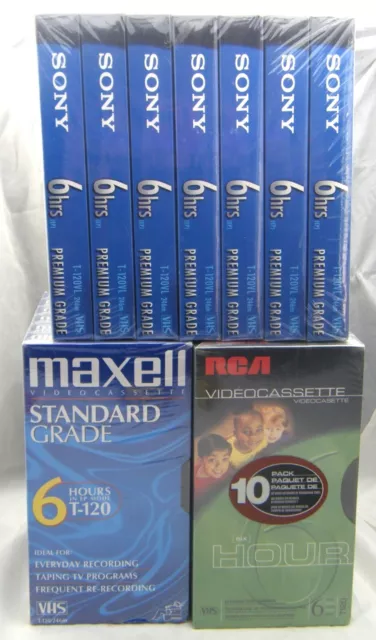 Blank VHS Cassette VCR Tape Lot of 23 Sony Maxell RCA T-120 New Sealed