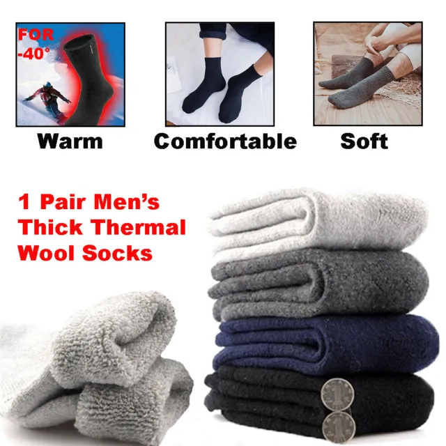 Men Winter Socks Merino Wool Thermal Mens Work Boot Extra Thick Warm Heavy Duty 2