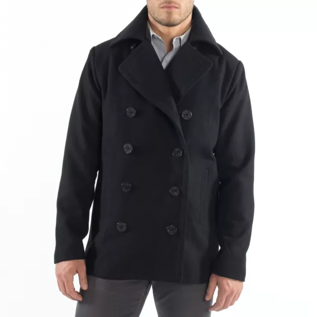 Alpine Swiss Mason Mens Wool Blend Pea Coat Jacket Double Breasted Dress Coat