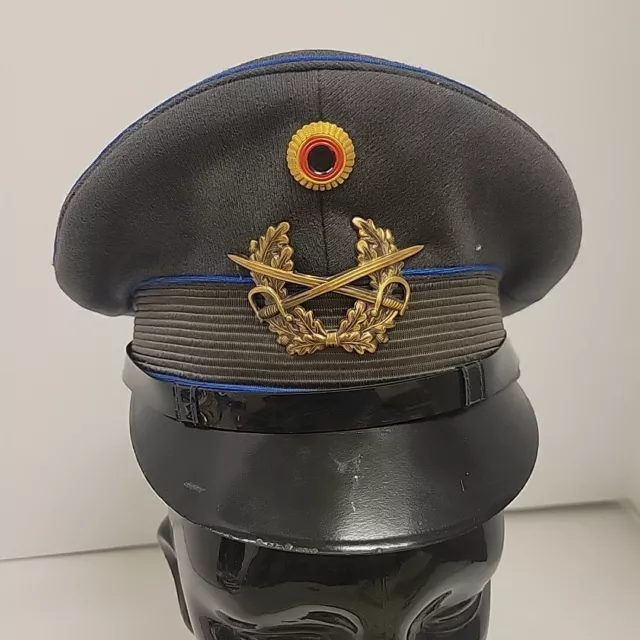 East German Cavalry Enlisted Military Peaked Visor Cap With Badge Size 54