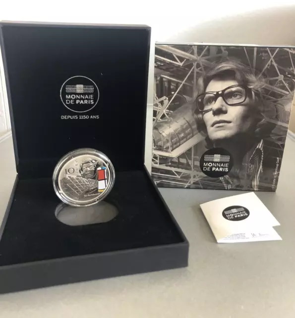 FRANCE YVES SAINT Laurent 10 Euro Silver Proof Coin 2016 Colored $69.99 ...
