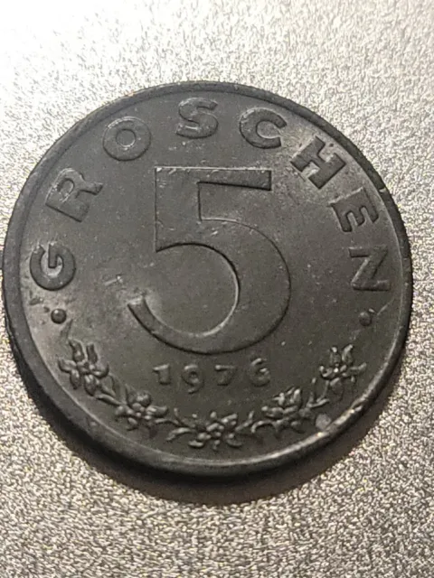 1976 Austria 5 Groschen Coin Uncirculated XF