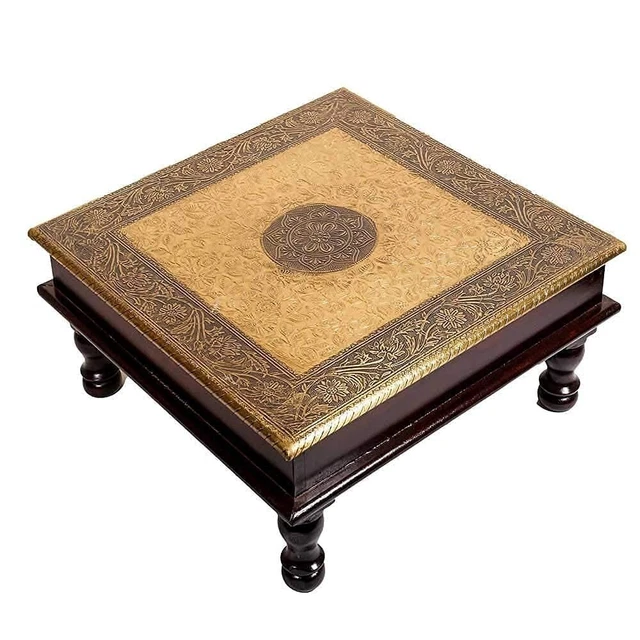 Handmade Decorative Bajot Chowki Antique Design Multipurpose Stool - 21 Inch