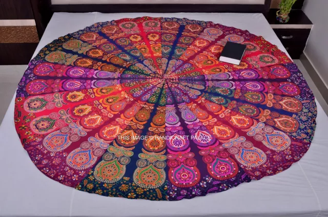 72" Indio Redondo Mandala Multicolor Playa Tapiz Hippie Estera de Yoga Bohemio