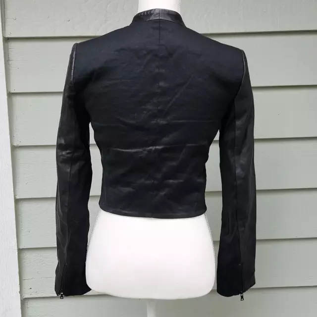 ALICE + OLIVIA Crop Leather Linen Jacket $125.00 - PicClick