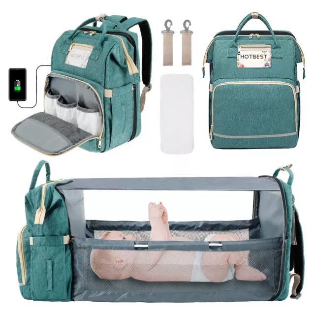 Foldbale Diaper Bag 3-in-1 Baby Bed Portable-Bassinet Crib Backpack Travel/Sleep