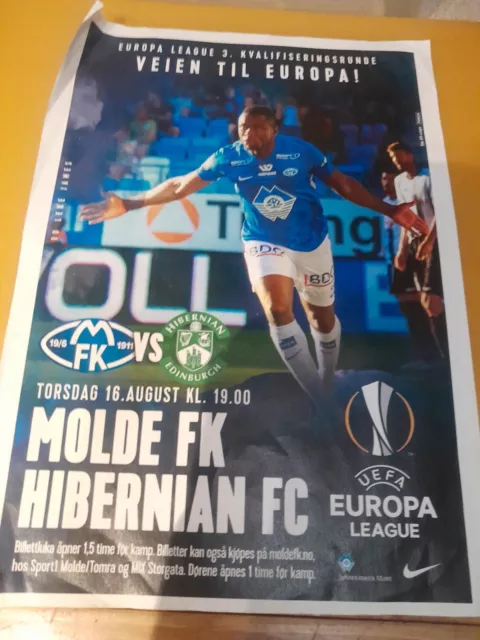 MOLDE v HIBERNIAN 2018 EUROPA LEAGUE COLOUR POSTER Haaland playing for Molde