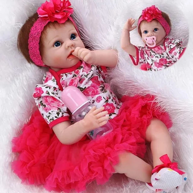 UK 22" Reborn Baby Dolls Vinyl Silicone Handmade Newborn Realistic Doll Gifts