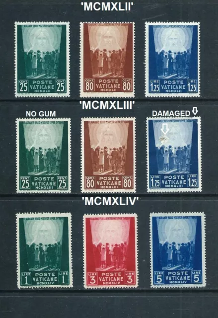 VATICAN _ 1942-45 'PRISONERS of WAR' 3 SETS _ MH ___(821)