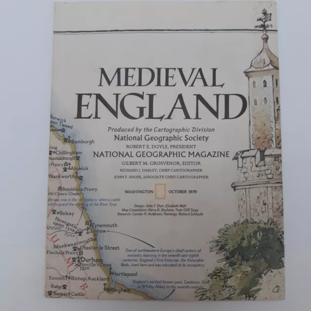 1979-10 October MEDIEVAL ENGLAND British Isles National Geographic Map OLD NEW