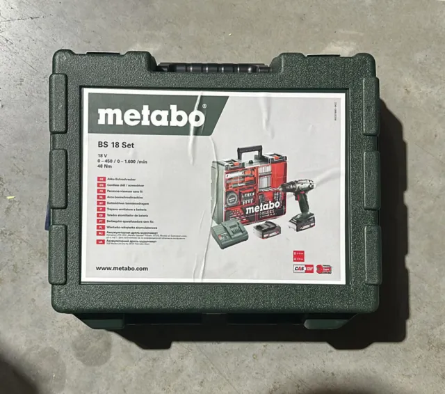 Metabo BS18 Akku-Bohrschrauber SET mit 2x 18V 2,0 Ah + Lader + Mobile Werkstatt