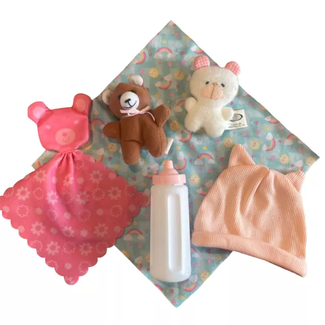 Vintage Playmates Baby Doll Accessories Lot Gentle Dreams Bottle Lovey Blanket