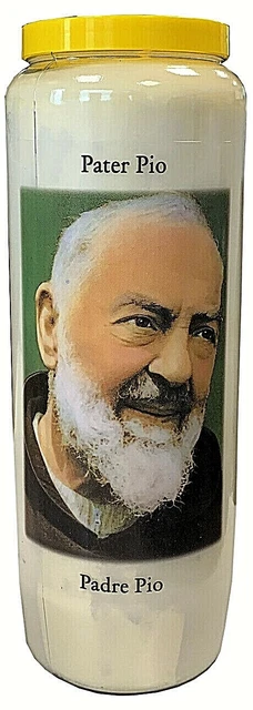 Candela Votiva Antivento Padre Pio - 12cm, Luce Per Preghiere E Devozione
