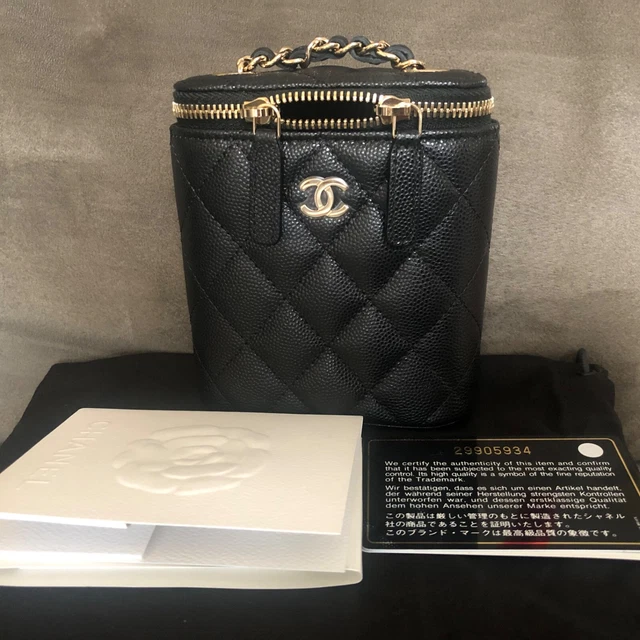 New CHANEL 23A BLACK Vanity Case Clutch Gold Chain PEARLS Evening  Minaudiere Bag