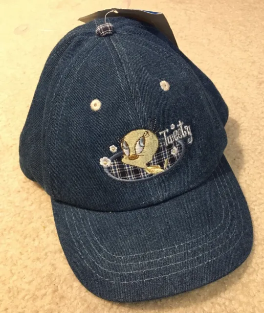 Looney Tunes Tweety Bird Hat Cap Embroidered Denim Snapback Kids 3-7 NEW Vintage