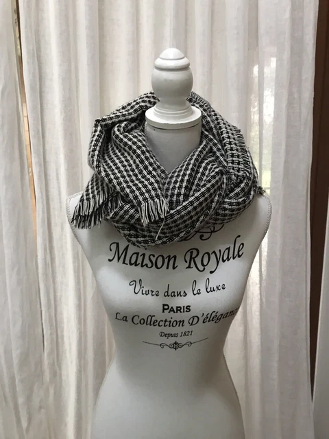 SCIARPA STOLA NERA E BIANCA ZARA 82 cm x 200 cm EUR 10,00