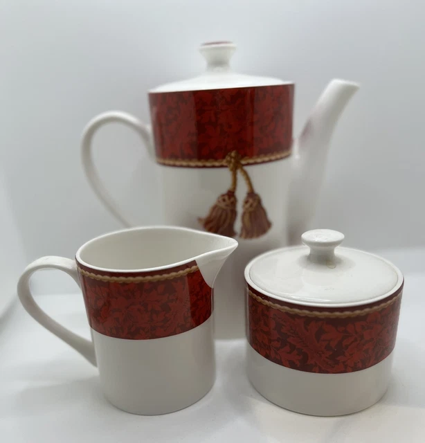 Sakura Hallmark Holiday Abundance Coffee/Tea Pot w/Creamer&Sugar No Chips/Cracks