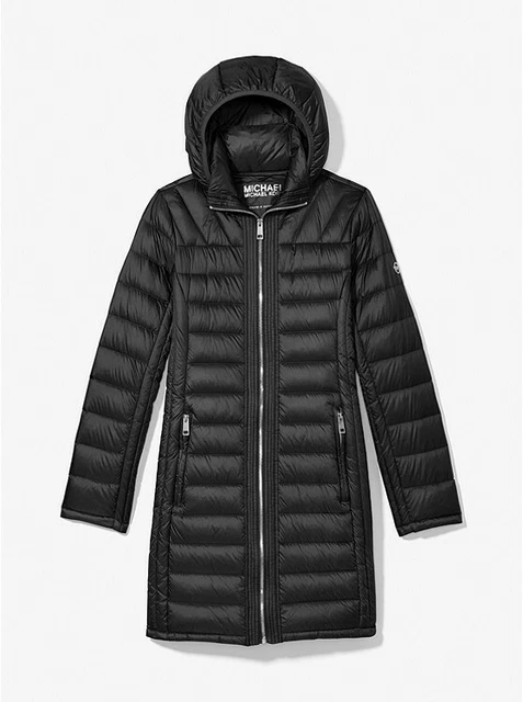 Nwt Michael Kors Donna Giubbotto Imbottito Nero Piumino Zip Off Hood SZ XS S M
