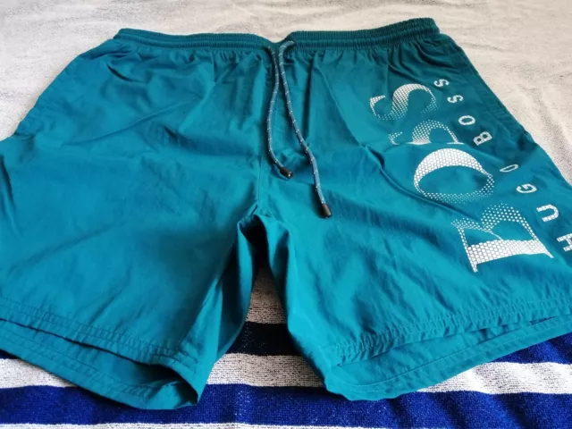 HUGO BOSS Herren Badehose/Badeshorts "Octopus", grün-weiß, Gr. XL, NEU